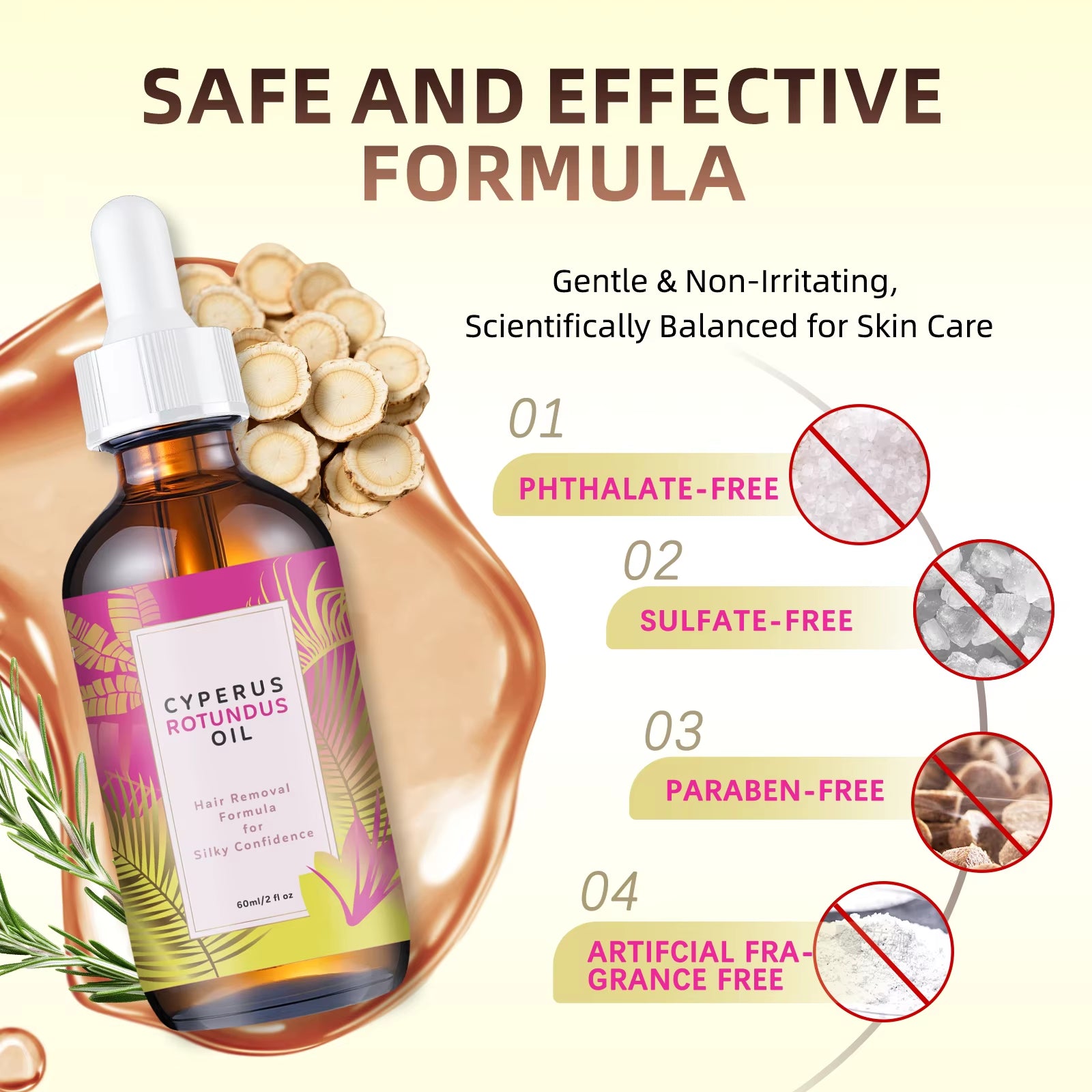 Transform Your Skin with Multi-Action Hair Reduction Oil - 60ml of Natural Jojoba & Almond Blend for Softer Skin and Gentle Hair Growth Control