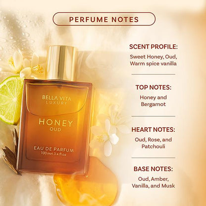 Bella Vita Luxury'S Honey Oud | Eau De Parfum 100Ml (3.4 Fl.Oz.) | Patchouli, Vanilla, Bergamot | Floral & Spicy | Made with Clean & Vegan Essentials Oils | Cruelty Free Fragrance Perfume