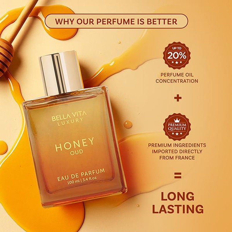 Bella Vita Luxury'S Honey Oud | Eau De Parfum 100Ml (3.4 Fl.Oz.) | Patchouli, Vanilla, Bergamot | Floral & Spicy | Made with Clean & Vegan Essentials Oils | Cruelty Free Fragrance Perfume